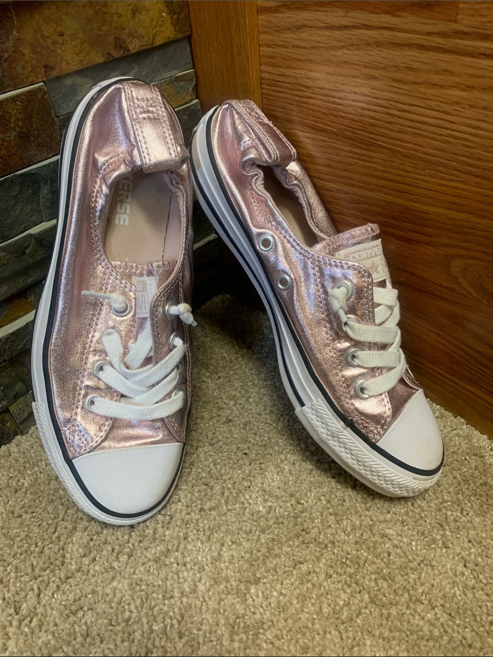 Converse Metallic Rose Low Top Slip-On Sneakers 7.5
